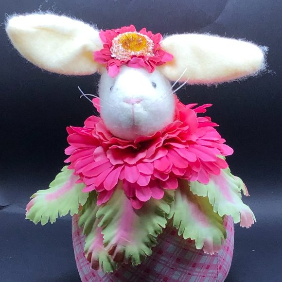 FLORAL RABBIT BUNNY Adorable Plush Bean Base Adjustable Wire Ears Easter Gift - Picture 5 of 15